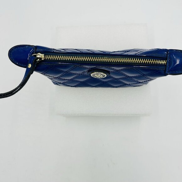 Anne Klein Royal Blue Wristlet Quilted Soft Patent Faux Leather 8" x 4.5" - Picture 5 of 8